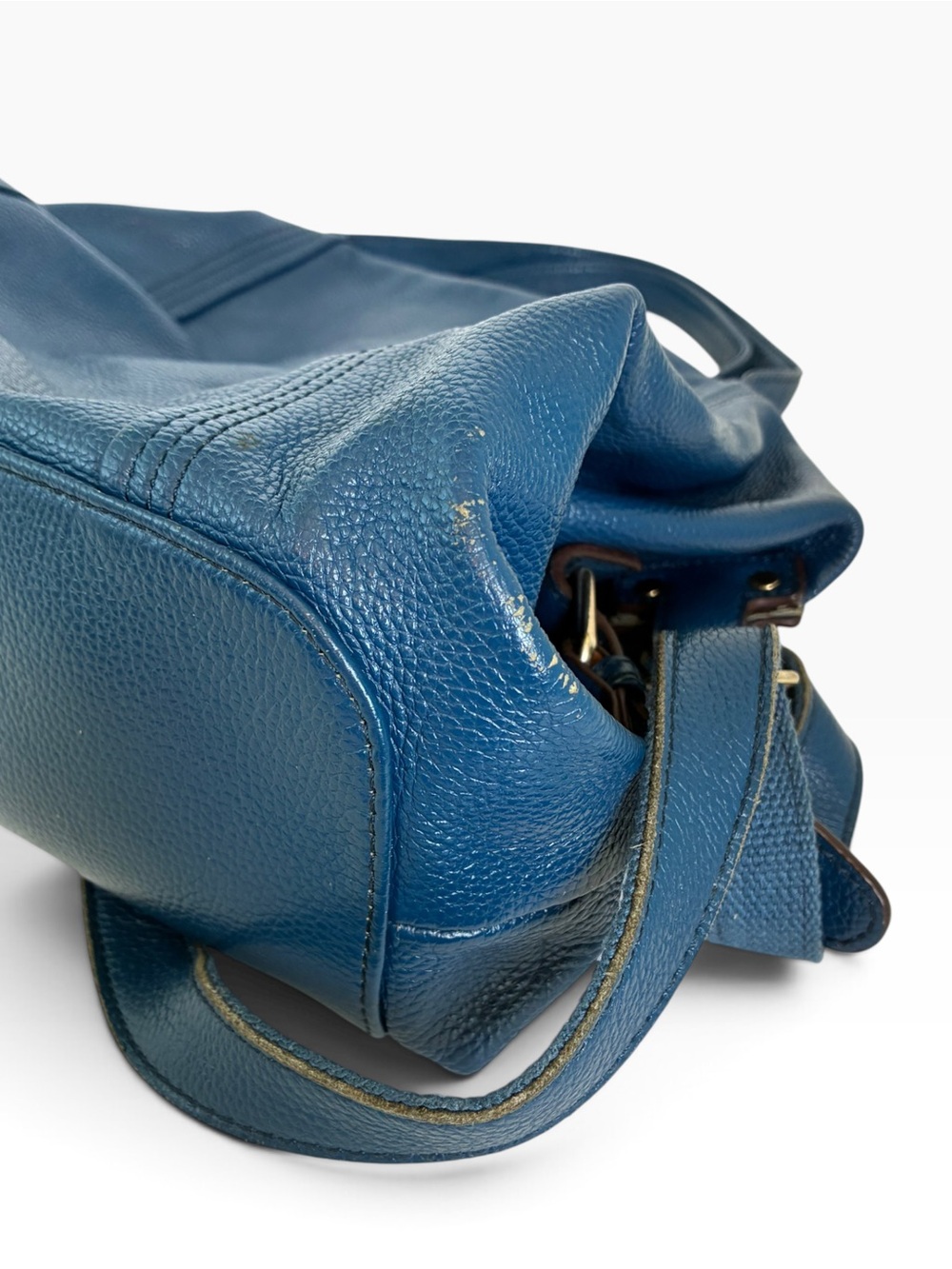 Blue Genuine Leather Slouchy Hobo Shoulder Crossbody Bag Large - Picture 5 of 7